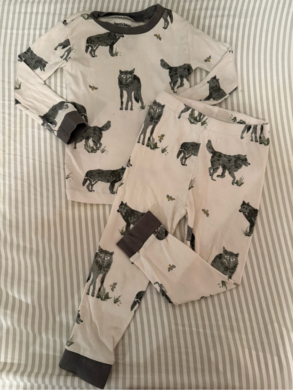 Burt's Bees Toddler Boy Wolf Print Pajama Set 100% Organic Cotton 2T
